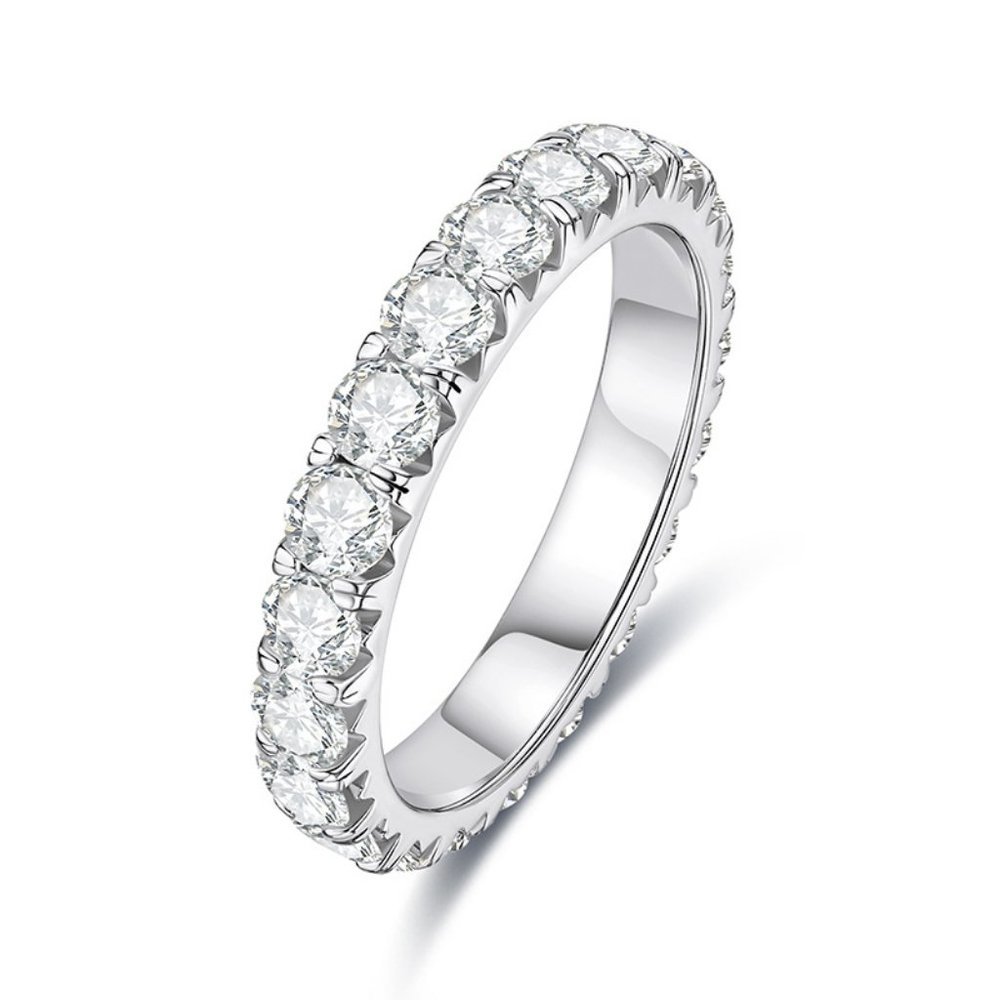 Certified 2~3 ct. t.w. 3mm Moissanite Diamond Full Eternity Band Ring NEW - Picture 4 of 16
